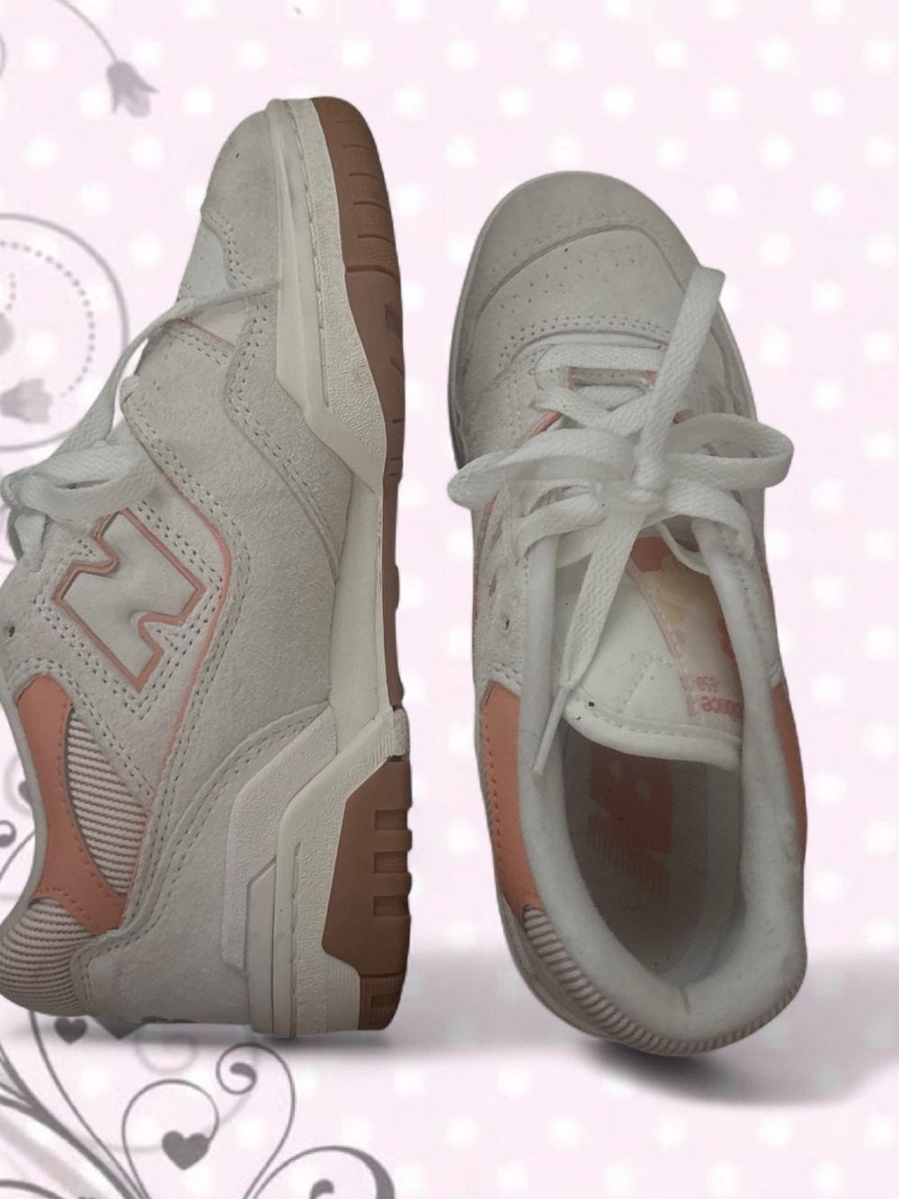 BRAND New Balance 550 White & Light Pink Low-Top Sneakers